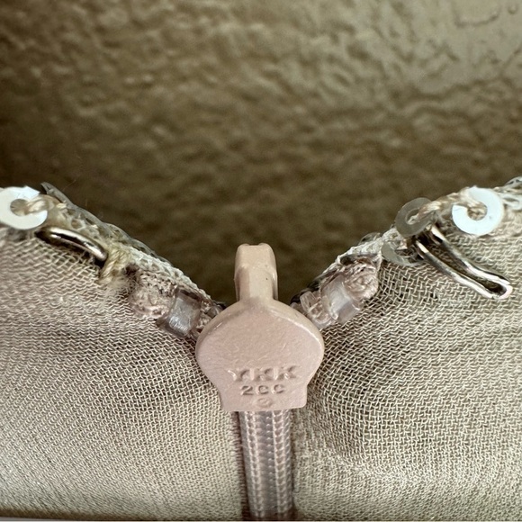 AMEN couture paillettes sequin beaded silver long sleeve mini dress NWT H - Picture 9 of 16